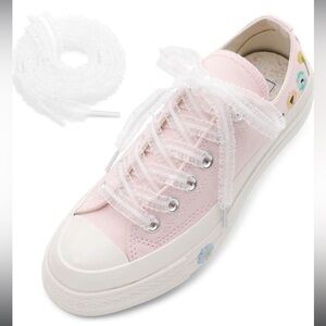 NEW White Elastic Sheer Flat Tulle Shoe Laces 39” Long Decorative Stylish